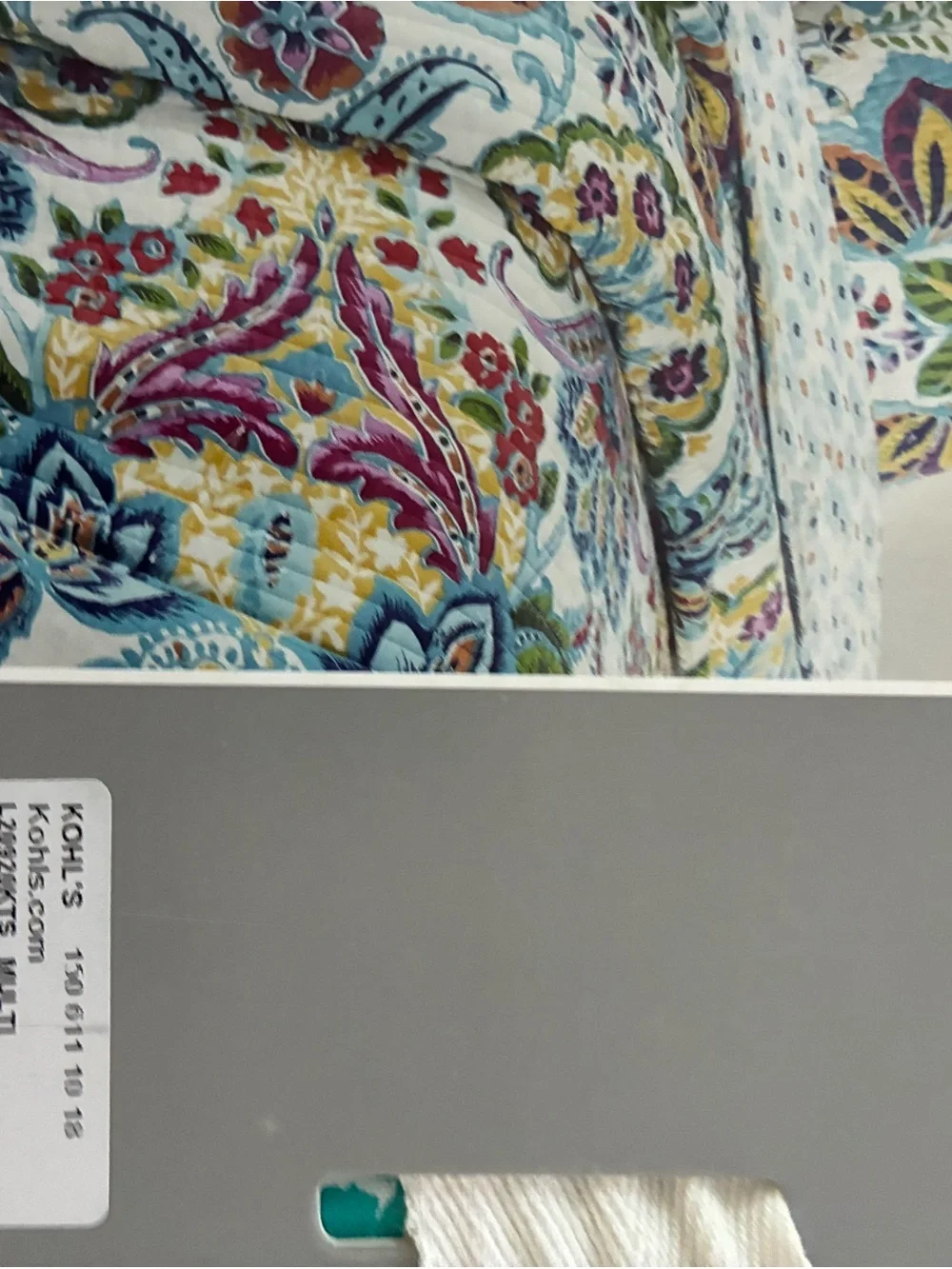 Azura Cotton Twin Quilt Set in Teal, Green, Yellow and Coral Floral
